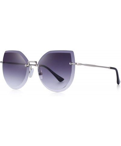 Rimless Rimless Cat Eye Sunglasses for Women Gradient Lens S6355 - Gray - CW18CHU7H2X $23.00