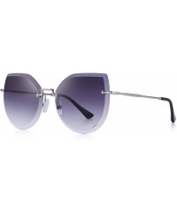 Rimless Rimless Cat Eye Sunglasses for Women Gradient Lens S6355 - Gray - CW18CHU7H2X $11.81