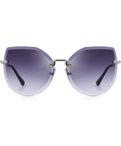 Rimless Rimless Cat Eye Sunglasses for Women Gradient Lens S6355 - Gray - CW18CHU7H2X $11.81