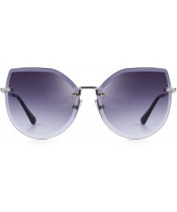 Rimless Rimless Cat Eye Sunglasses for Women Gradient Lens S6355 - Gray - CW18CHU7H2X $11.81