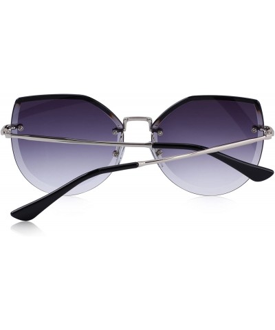 Rimless Rimless Cat Eye Sunglasses for Women Gradient Lens S6355 - Gray - CW18CHU7H2X $11.81