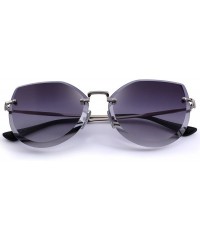 Rimless Rimless Cat Eye Sunglasses for Women Gradient Lens S6355 - Gray - CW18CHU7H2X $11.81