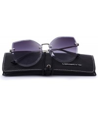 Rimless Rimless Cat Eye Sunglasses for Women Gradient Lens S6355 - Gray - CW18CHU7H2X $11.81