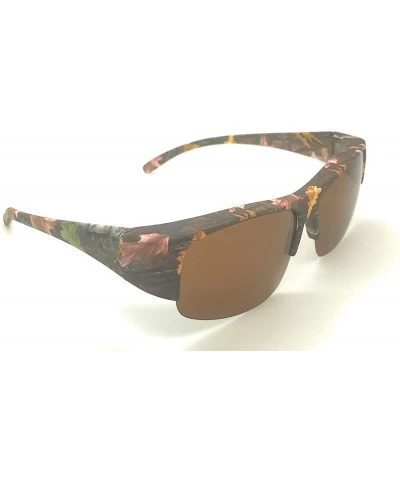Rimless Over Glasses Sunglasses Polarized Lens for Women Men Semi Rimless Frame Fit Over - Camouflage / Brown - CF18S9H0EQA $...