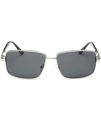 Square Men's Classic Retro Square Polarized Sunglasses for Driving Fishing Golf Uv400 - Silver/Black - C912EEU2UKB $10.45