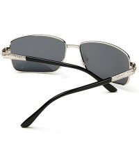 Square Men's Classic Retro Square Polarized Sunglasses for Driving Fishing Golf Uv400 - Silver/Black - C912EEU2UKB $10.45