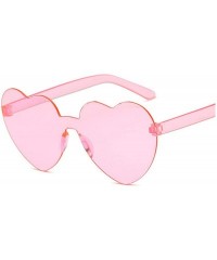 Rimless Love Heart Sunglasses Women New Fashion Cute Sexy Retro Cat Eye Vintage Cheap Sun Glasses Red Female - Pink - C2198ZH...