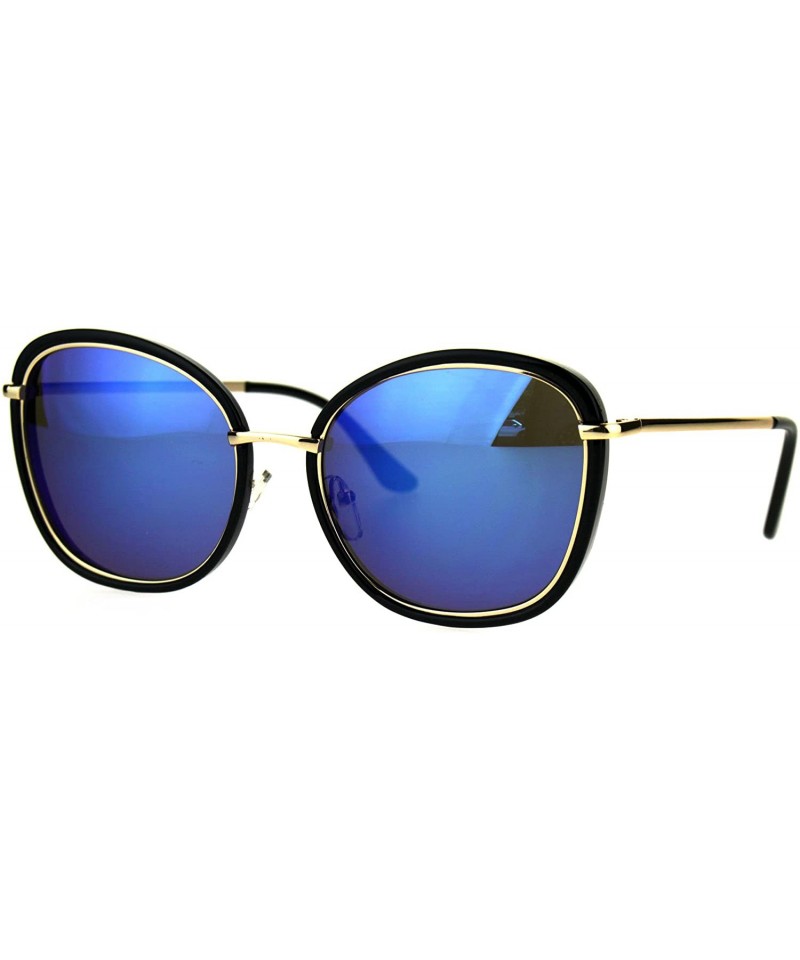 Square Womens Sunglasses Vintage Retro Design Square Frame Fashion Shades - Black (Blue Mirror) - CT187CTUIE0 $10.08