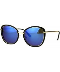 Square Womens Sunglasses Vintage Retro Design Square Frame Fashion Shades - Black (Blue Mirror) - CT187CTUIE0 $10.08