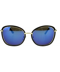 Square Womens Sunglasses Vintage Retro Design Square Frame Fashion Shades - Black (Blue Mirror) - CT187CTUIE0 $10.08