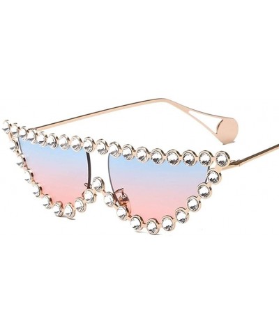 Cat Eye Fashion Diamond Frame Cat Eye Sunglasses Women Luxury Brand Vintage Triangle Shades Rhinestone Sunglasses Female - CN...