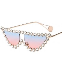 Cat Eye Fashion Diamond Frame Cat Eye Sunglasses Women Luxury Brand Vintage Triangle Shades Rhinestone Sunglasses Female - CN...