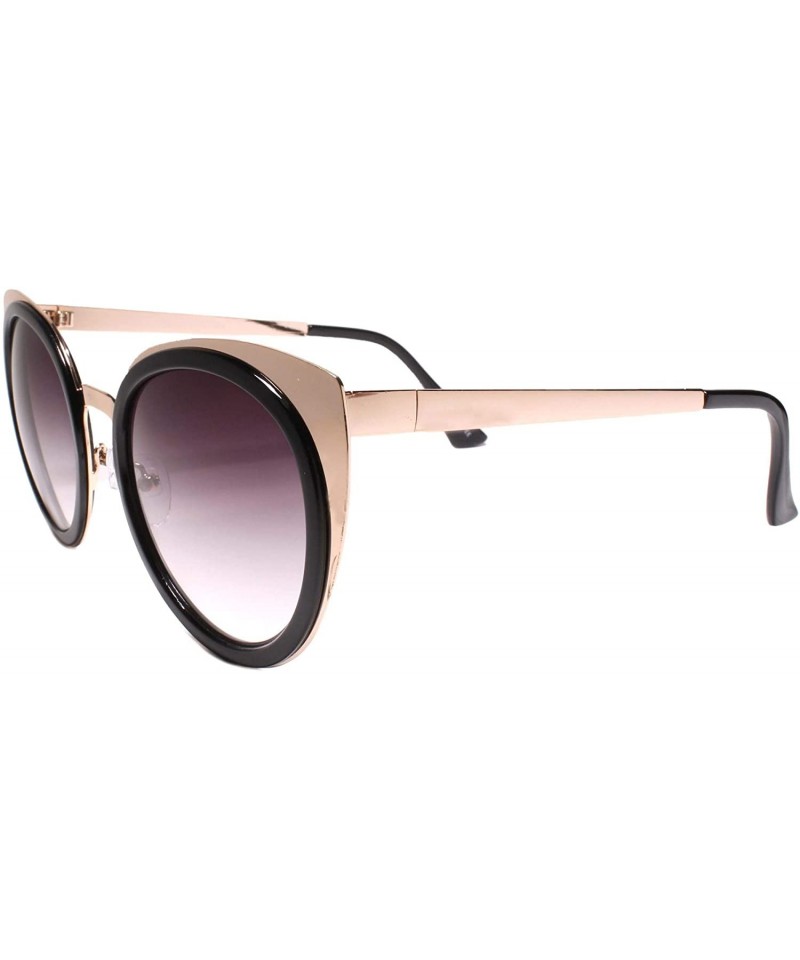 Cat Eye Classy Gorgeous Elegant Fancy Upscale Womens Cat Eye Sunglasses - Gold / Black - CJ199ERED3X $25.38