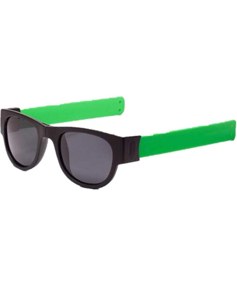 Round Fold Sunglasses GorNorriss Wristband Polarized - Green Lens/Green Frame - CR18QGR3L8K $7.99