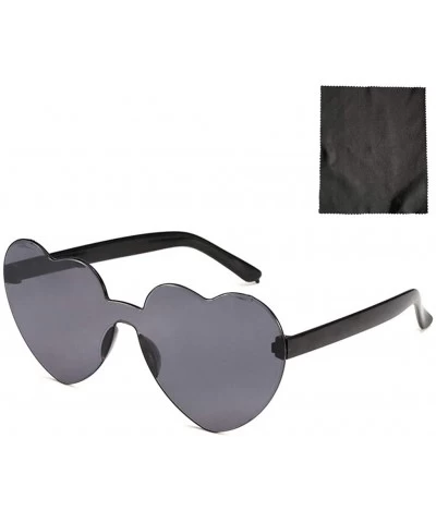 Square Heart Shaped Sunglasses for Women Transparent UV Protection Frameless Love Party Rimless Sunglasses Glasses - CM1903NX...