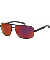 Rectangular Rectangular Polarized Sunglasses Lightweight Protection - Matte Black Frame - Polarized Red Mirrored Lens - C0192...