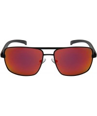 Rectangular Rectangular Polarized Sunglasses Lightweight Protection - Matte Black Frame - Polarized Red Mirrored Lens - C0192...