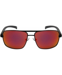 Rectangular Rectangular Polarized Sunglasses Lightweight Protection - Matte Black Frame - Polarized Red Mirrored Lens - C0192...
