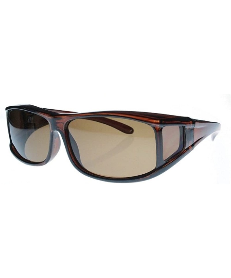 Wrap Men and Women Polarized Fit Over Lens Cover Sunglasses - Brown - C612CQ6VE11 $13.39