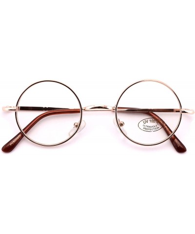 Round Casual Fashion Small Round Circle Clear Lens Eyeglasses Thin Frame Unisex Glasses - Gold - CN12577O233 $8.19