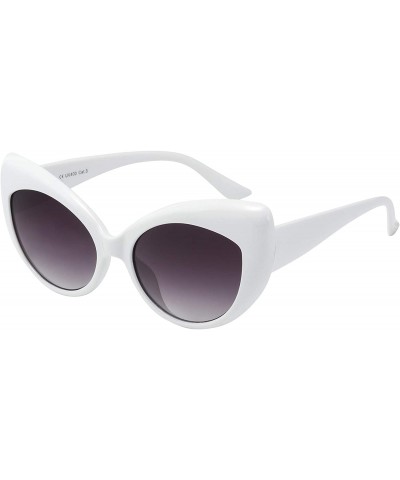Cat Eye Sunglasses For Women Cat Eye Ladies Retro Vintage Designer Style UV400 Protection - White Large - CT11PB9GWEF $18.94