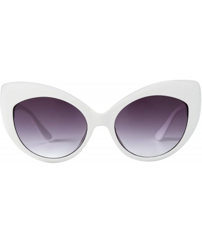 Cat Eye Sunglasses For Women Cat Eye Ladies Retro Vintage Designer Style UV400 Protection - White Large - CT11PB9GWEF $9.47