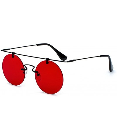 Round Retro Harajuku Style Sunglasses Round Vampire Glasses - Red - C418EILL7QW $59.60