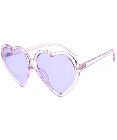 Semi-rimless Women Fashion Unisex Heart-shaped Shades Sunglasses Integrated UV Glasses - Purple - CY18TR27N85 $20.22