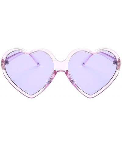 Semi-rimless Women Fashion Unisex Heart-shaped Shades Sunglasses Integrated UV Glasses - Purple - CY18TR27N85 $10.81