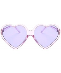 Semi-rimless Women Fashion Unisex Heart-shaped Shades Sunglasses Integrated UV Glasses - Purple - CY18TR27N85 $10.81