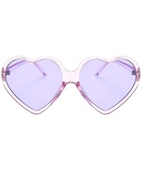 Semi-rimless Women Fashion Unisex Heart-shaped Shades Sunglasses Integrated UV Glasses - Purple - CY18TR27N85 $10.81