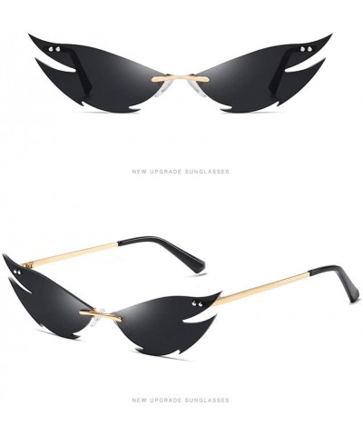 Cat Eye Fashion Irregular Man Women Cat Eye Sunglasses Glasses Shades Vintage Retro - Gold - CC1983RQ5QW $12.60