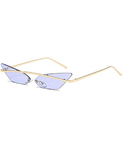 Rimless Vintage Cat Eye Sunglasses Small Metal Frame Candy Colors Glasses - F - CJ18RUKL7SW $11.97