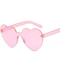Rimless Love Heart Sunglasses Women New Fashion Cute Sexy Retro Cat Eye Vintage Cheap Sun Glasses Red Female - Pink - C2198ZH...