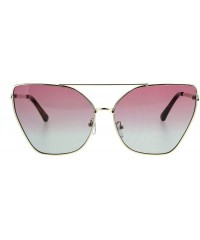 Cat Eye Womens Color Gardient Metal Rim Large Cat Eye Sunglasses - Gold Pink Blue - CB1852TS6E9 $9.87