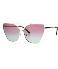 Cat Eye Womens Color Gardient Metal Rim Large Cat Eye Sunglasses - Gold Pink Blue - CB1852TS6E9 $9.87