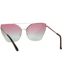 Cat Eye Womens Color Gardient Metal Rim Large Cat Eye Sunglasses - Gold Pink Blue - CB1852TS6E9 $9.87