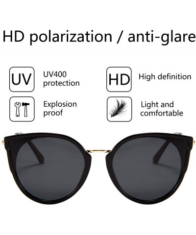 Cat Eye Fashion Polarized Sunglasses Women Cat Eye 100% UV400 Eyeglasses Anti Glare B7000 - Black - CD196DCTHQH $27.73