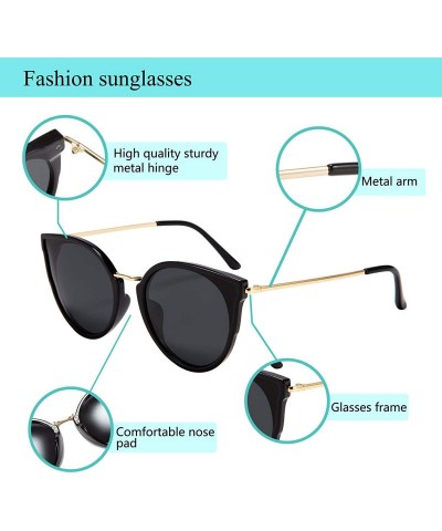 Cat Eye Fashion Polarized Sunglasses Women Cat Eye 100% UV400 Eyeglasses Anti Glare B7000 - Black - CD196DCTHQH $12.96