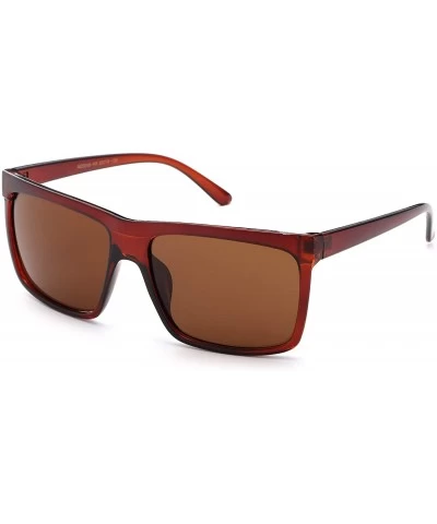 Oversized Flat Top Square Gradient Frame Womens Mens Super Oversized Unisex Fashion Sunglasses - Brown/Brown - CT11M5N46XT $7.78
