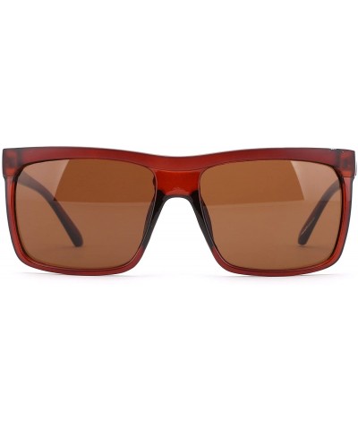 Oversized Flat Top Square Gradient Frame Womens Mens Super Oversized Unisex Fashion Sunglasses - Brown/Brown - CT11M5N46XT $7.78