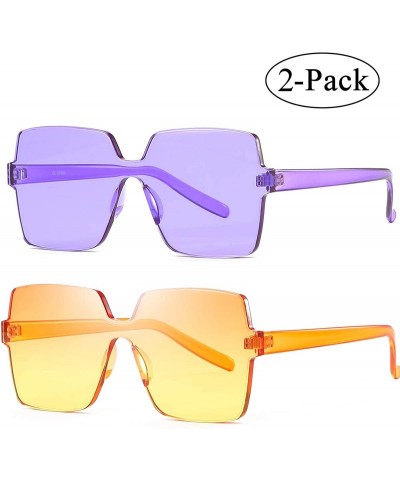 Round Oversized Square Candy Colors Glasses Rimless Frame Unisex Sunglasses Elton John - 03blue-green-pink/Purple - CW18H0H75...