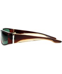 Rectangular Impact Resistance Glass Lens Sunglasses Mens Rectangular Biker Shades - Brown - CN1896ODTSN $9.15