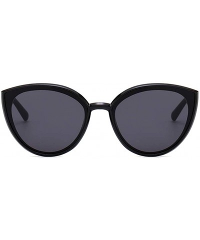 Oval Women Sunglasses Retro Bright Black Grey Drive Holiday Oval Non-Polarized UV400 - Bright Black Grey - CQ18RLQUTL6 $7.39