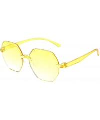 Aviator Retro Sunglasses Summer Frameless Sunglasses Colorful Fashion Shades Rimless Sunglasses - Yellow - CU1900N0G8N $8.34