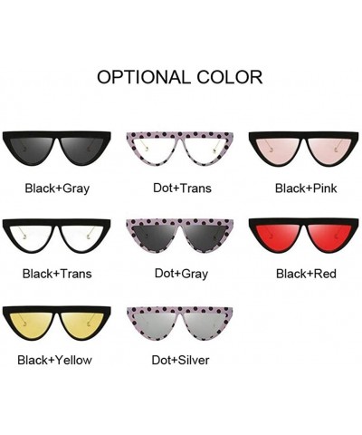 Cat Eye Oversize Square Frame Flat Top Sunglasses Women Retro Cat Eye Sun Glasses Femalel - Dot Silver - CF199920KZL $14.14