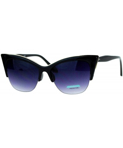 Cat Eye High Point Half Rim Gothic Cat Eye Womens Sunglasses - Black Smoke - CV12I79OQYX $20.39