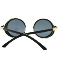 Goggle Steam Punk Side Visor Circle Lens Round Retro Hybrid Sunglasses - Silver Black - CG11K99U47X $9.80