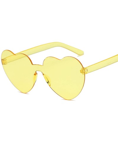 Rimless Love Heart Sunglasses Women New Fashion Cute Sexy Retro Cat Eye Vintage Cheap Sun Glasses Red Female - Pink - C2198ZH...