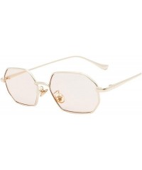 Aviator Retro Polygon Sunglasses Men Women Luxury Yellow Lens Square Sun Glasses Vintage Small Mirror Color - 9 - CX198ZMW2H5...